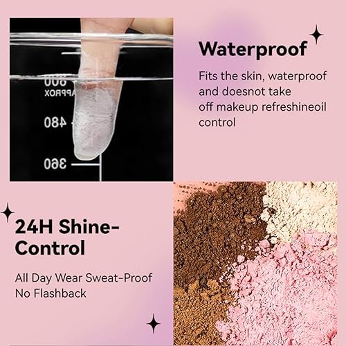 Miniatura 6 de Polvo de ajuste de purpurina en polvo para rostro suelto, acabado mate, duradero, ligero, establece maquillaje de base