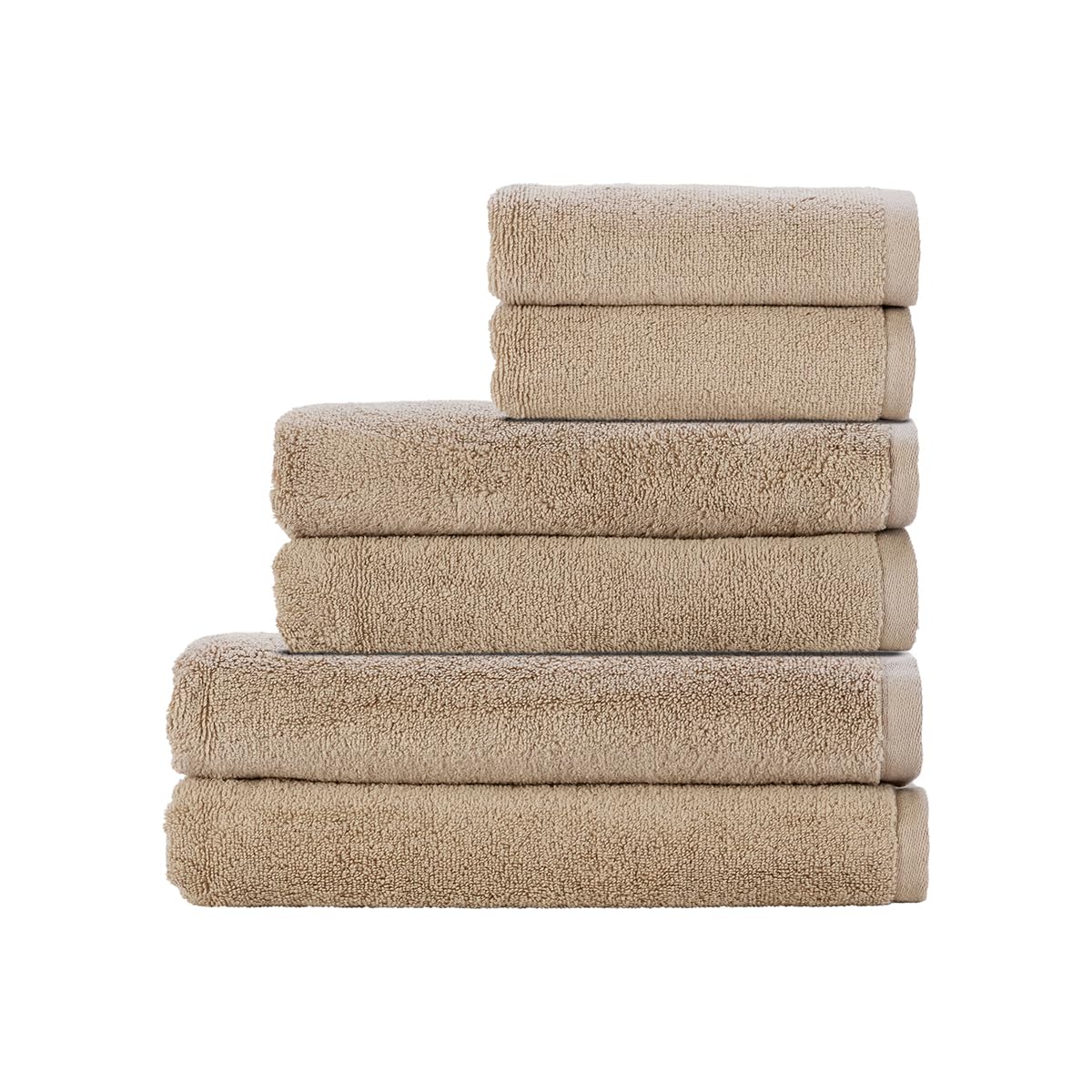 Christy Cirrus Family Towel Set | 6 Pieces | 2 Hand 2 Bath Towels 2 Bath Sheets | Quick Dry | Super Soft and Fluffy | Lightweight Bathroom Shower Towels | 100% Cotton | Latte Beige