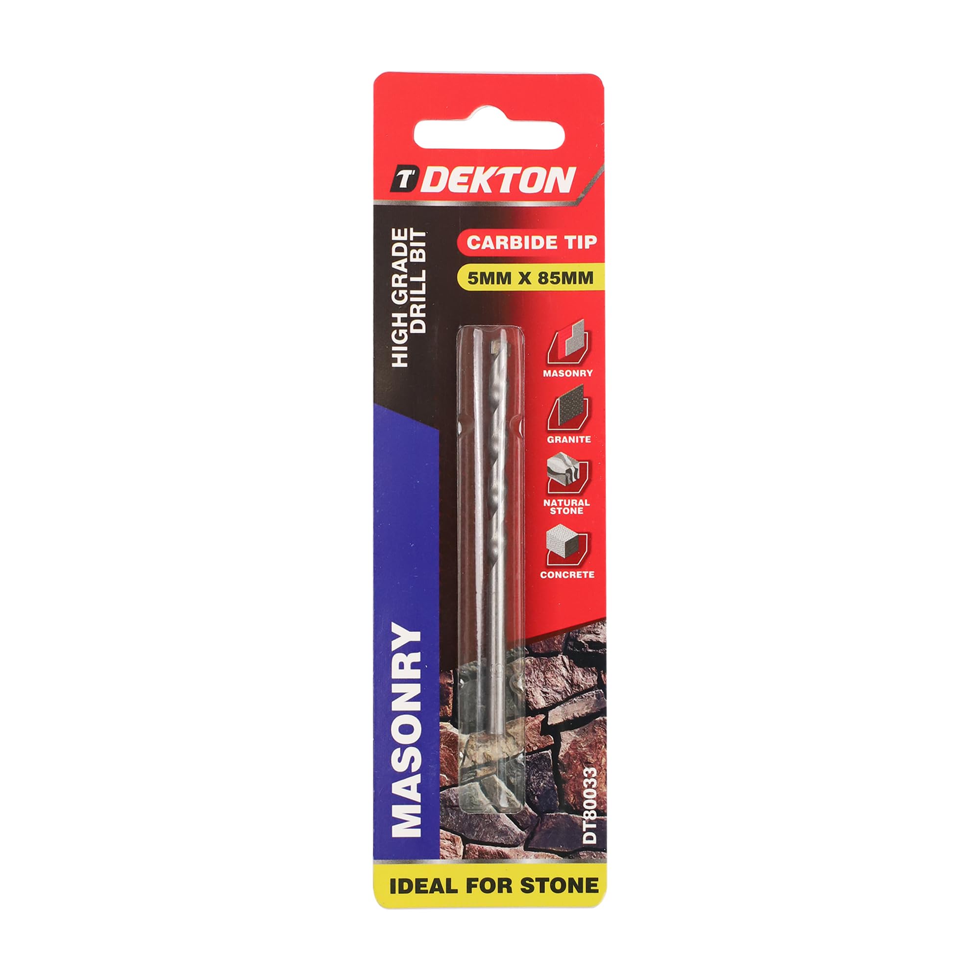Dekton Masonry Drill Bit 5mm x 85mm | Heavy Duty for Block, Brick & Concrete | Precision Drill Bit for Accurate Holes | Durable Construction for Tough Materials | Ideal for Professional & DIY Use