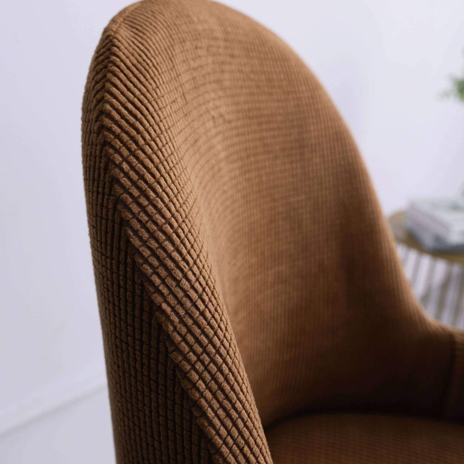 Juego de 6 fundas elásticas de jacquard para silla de comedor con respaldo curvo, color marrón, extraíbles y lavables, para cocina, banquete y fiesta