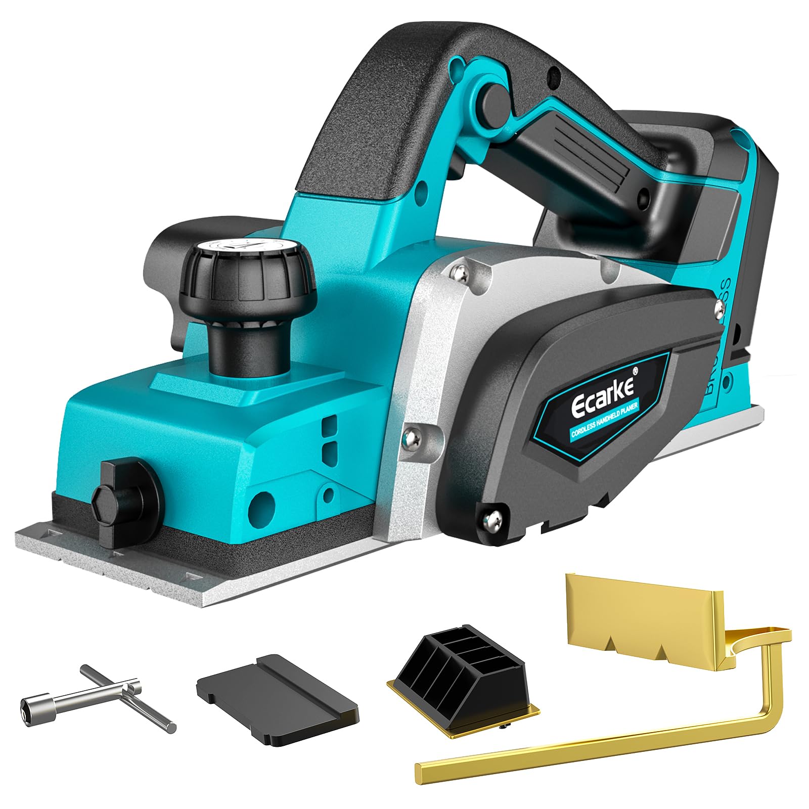 Ecarke 750W Cordless Planer for Ma Kita 18V Battery Electric Brushless Wood Planer 15000RPM 82mm Width 0-2mm Depth Adjustment Ideal for