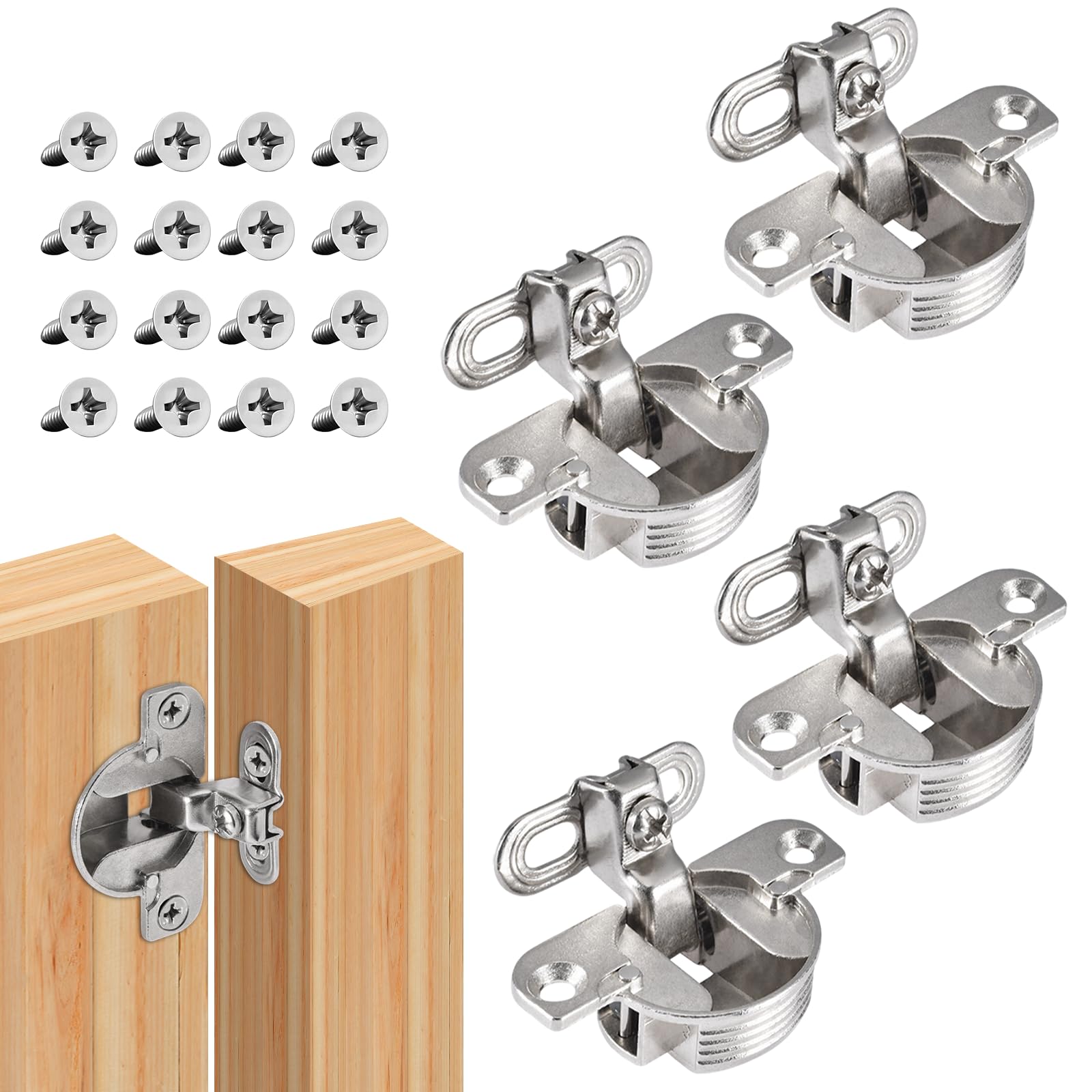 Gkhlg 4 Pcs Wardrobe Hinges Heavy Duty Kitchen Cupboard Door Hinges for DIY Enthusiasts Wardrobe Door Hinges Furniture Installers Fits Kitchen Cabinets Wardrobe Doors Cupboard Doors