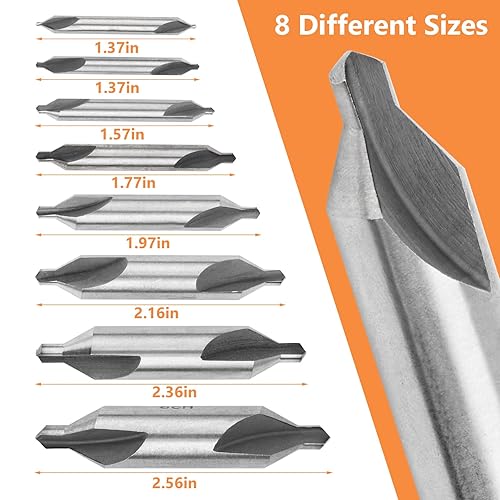 Miniatura 5 de Center Drill Bit Set, 8 PCS High Speed Steel 60-Degree Angle Center Drill Bits Countersink Tools,Countersinks Drills Set for Metal, Alloy Copper