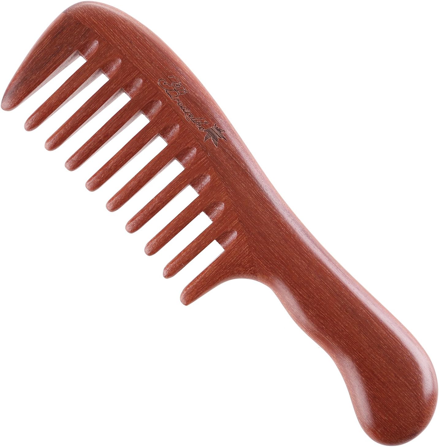 Breezelike Wooden Wide Tooth Comb with Premium Gift Box - No Static Handmade Red Sandalwood Natural Hair Comb