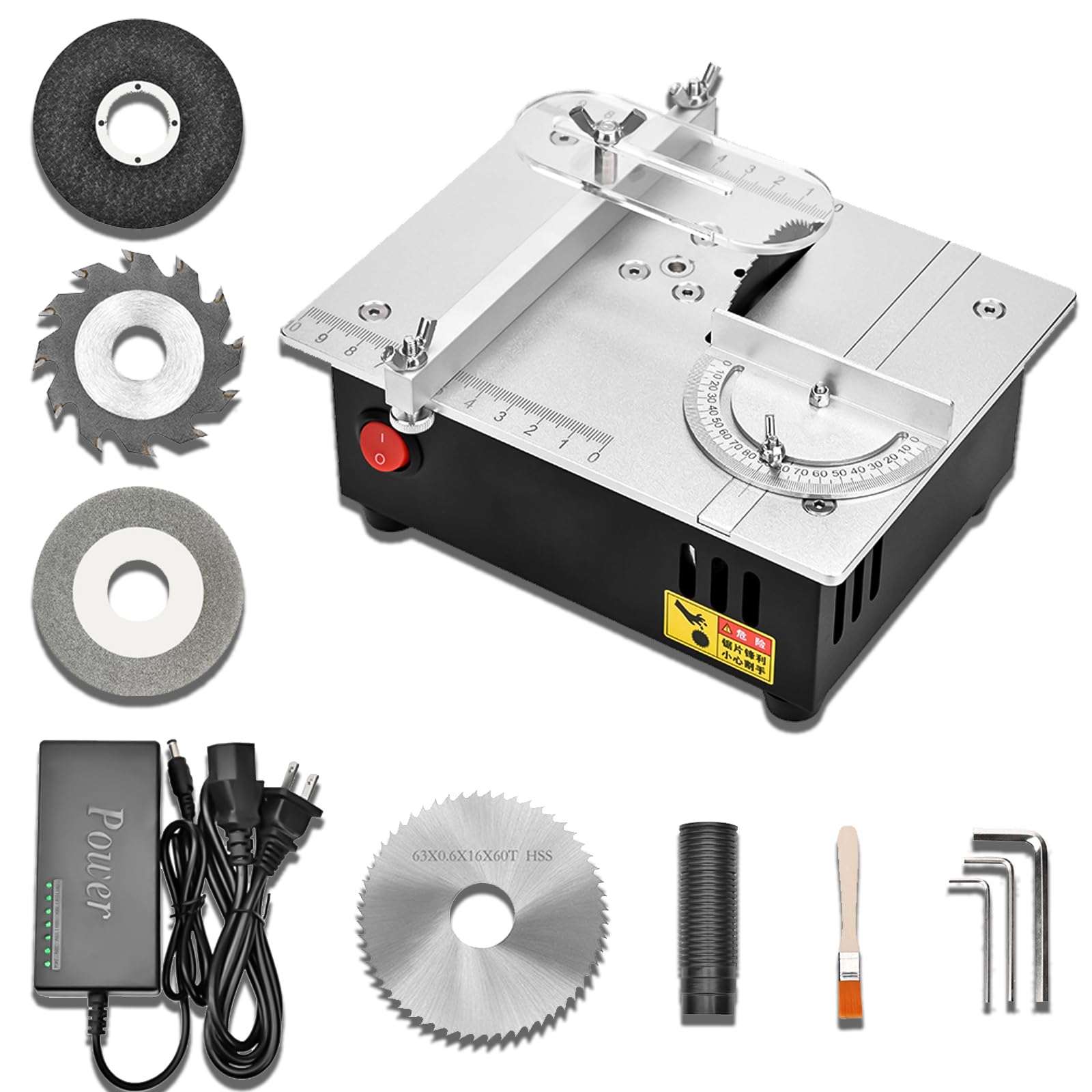 Precision Mini Electric Table Saw, DIY Hobby Handmade Woodworking Bench Cutting Machine Adjustable Cut Depth Small Desktop Saw for Miniature Wood Craft (Elevating version)