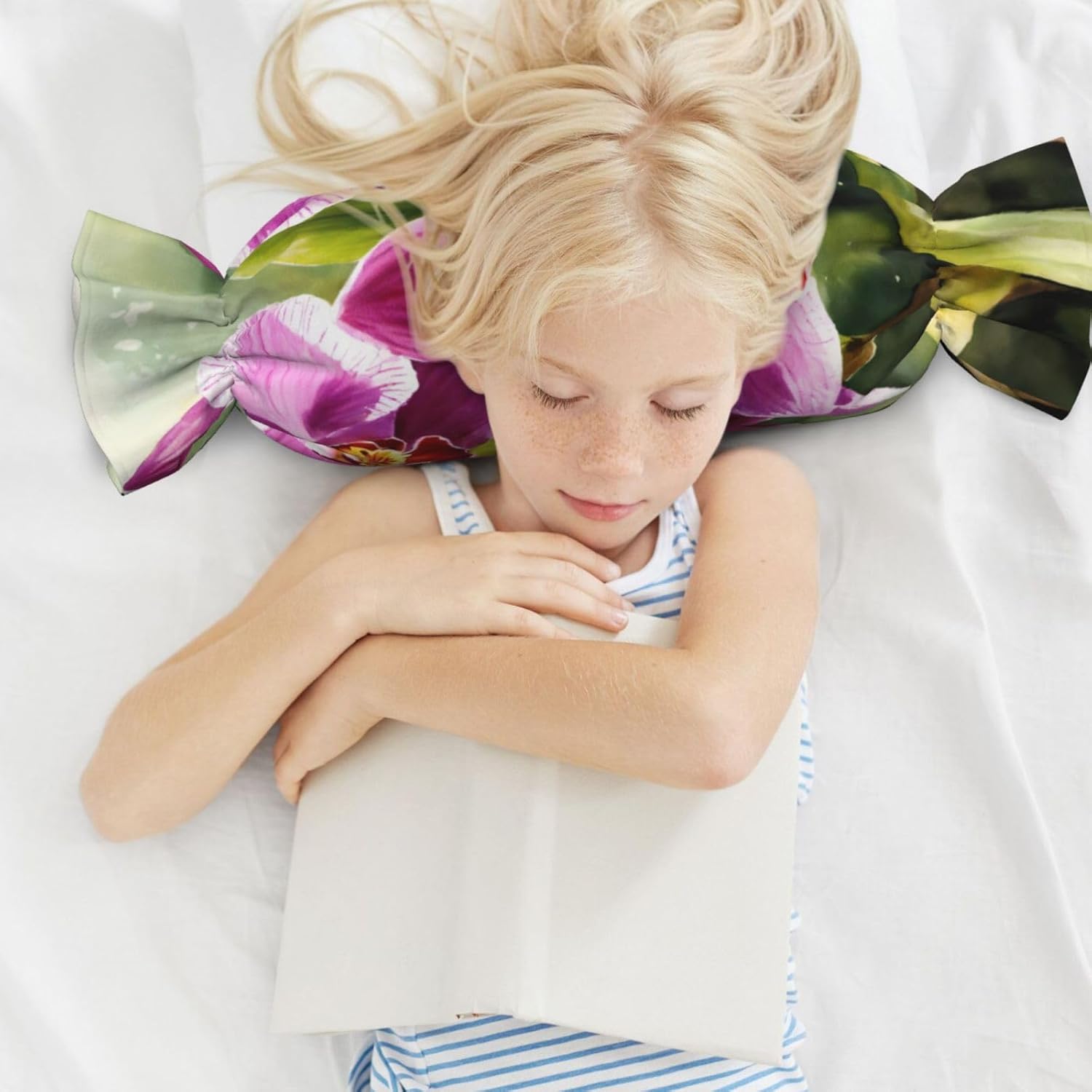 Orchid Print Candy Cylindrical Comfortable Pillow Throw Pillows Home Decor Easy Maintenance