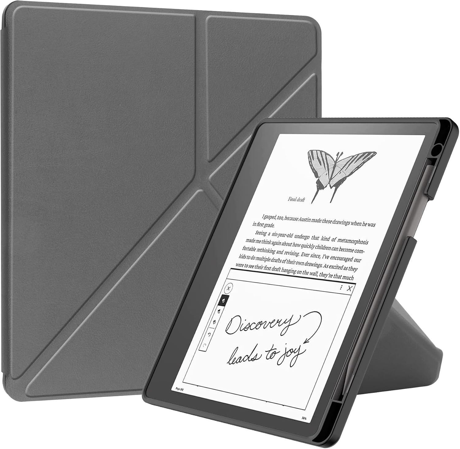 Etui kompatybilne z Kindle Scribe 10.2 2024, ultralekkie etui ochronne z podstawą i automatyczną funkcją uśpienia/budzenia (szare)