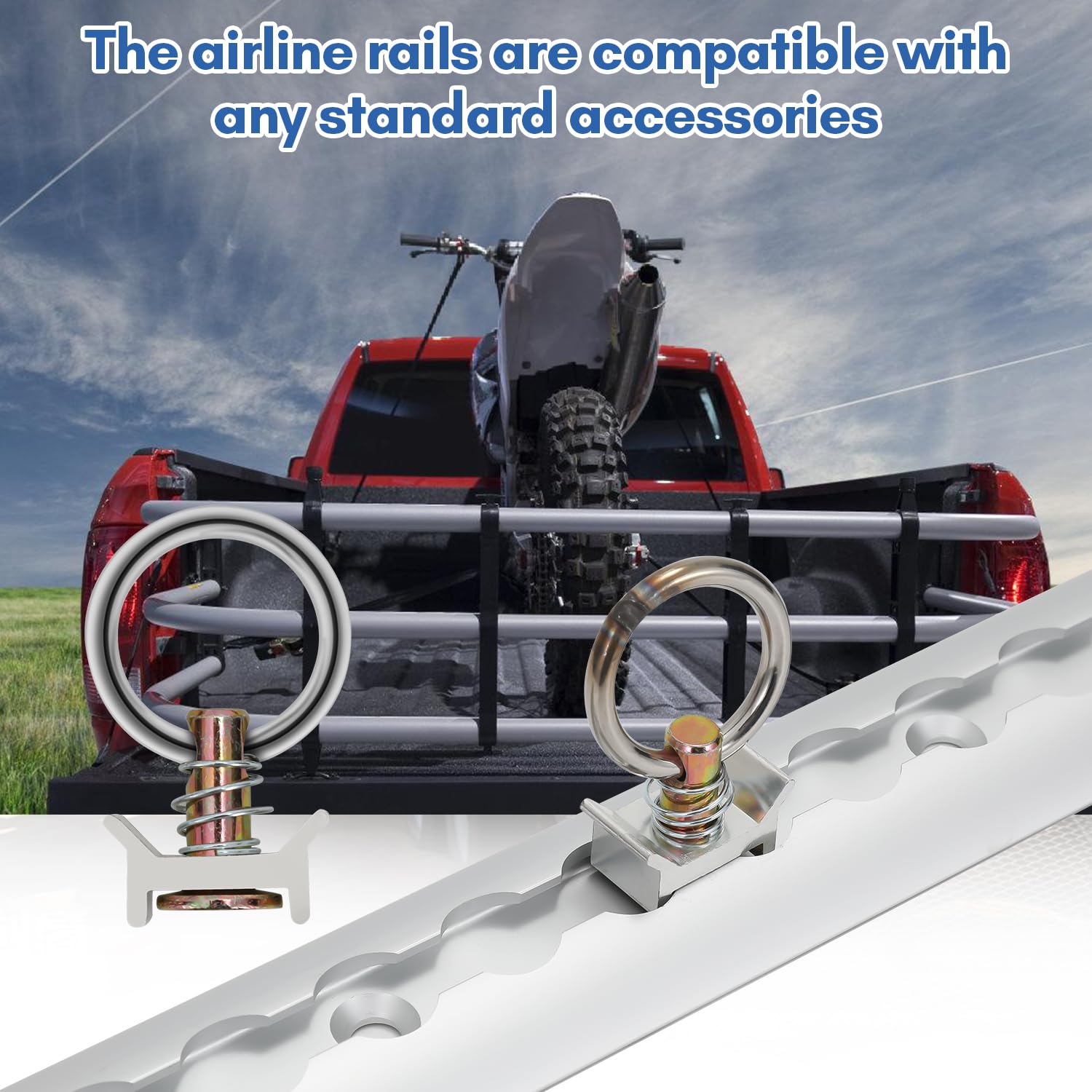 Juego de rieles de aluminio para aerolíneas, 4 x 1 m, forma semicircular de aluminio con agujeros, con 10 rieles de aerolínea, anillo de montaje, 8 tapas para riel de aerolínea, para