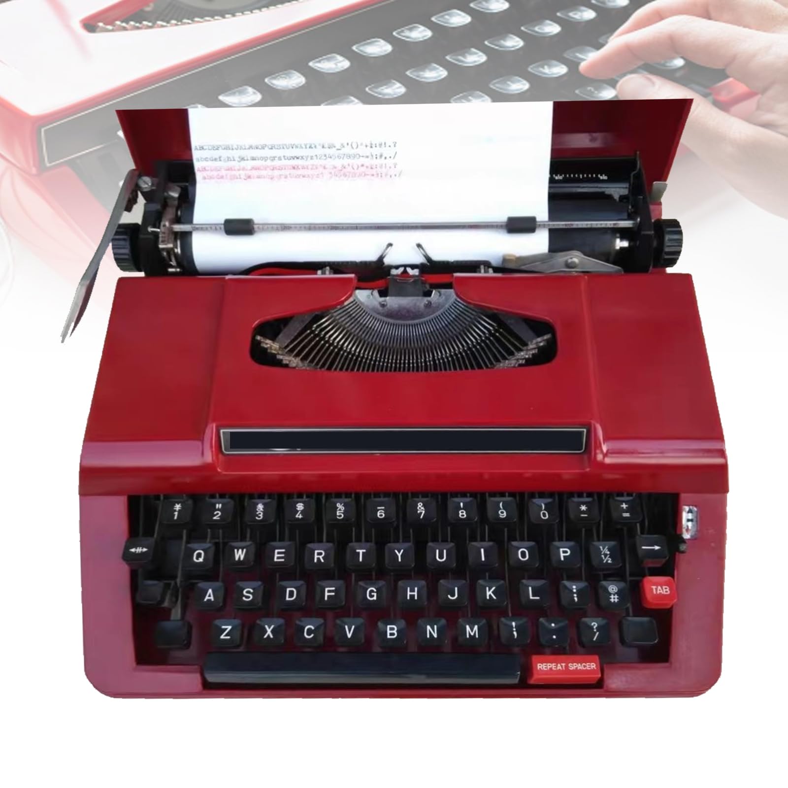 FHRKA Retro Mechanical Typewriter, Letter Spacing: 2.5mm / Roller Length: 238mm, 3-Speed Line Spacing, for Writing Letters (A)