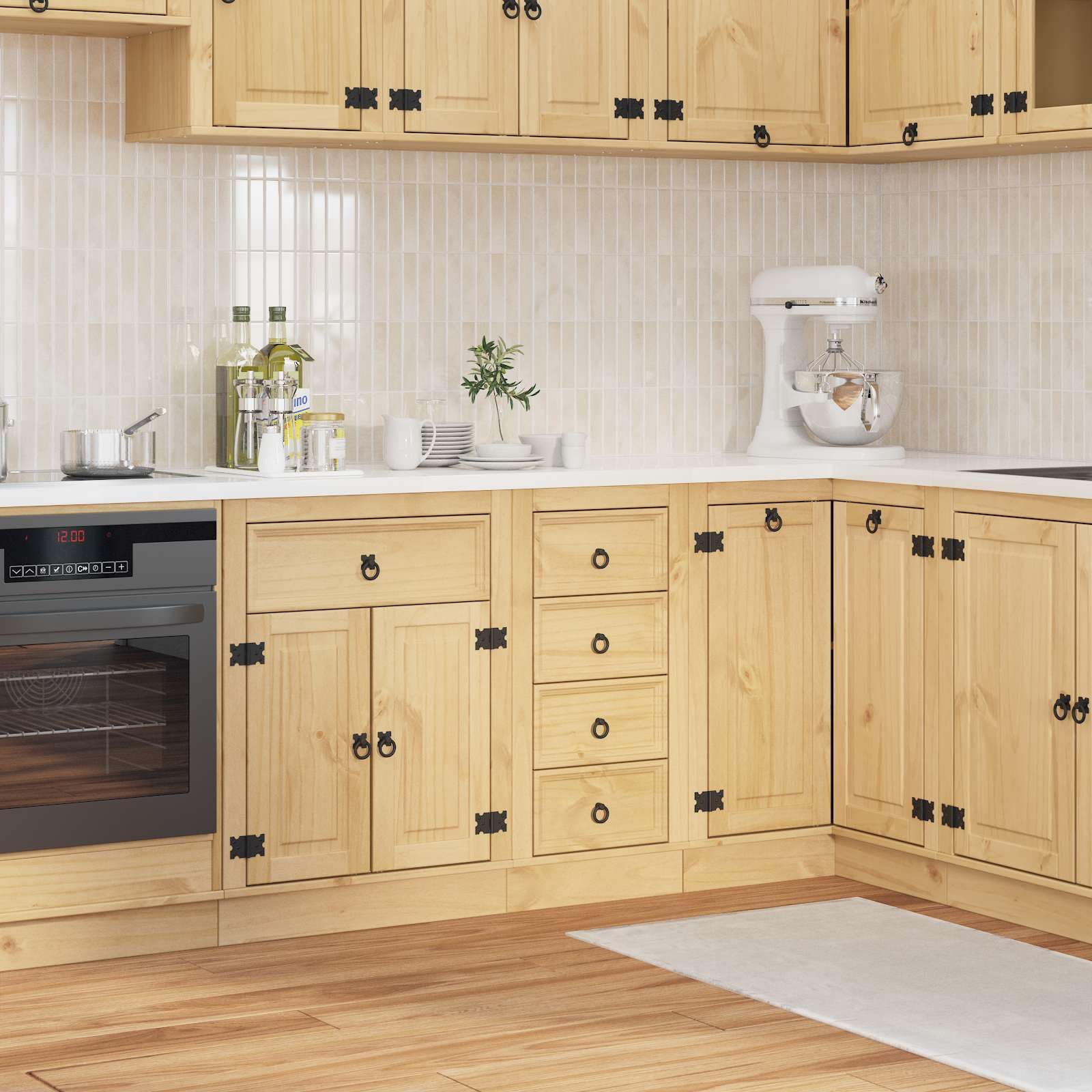 Meuble de rangement marron miel pour cuisine et garde-manger