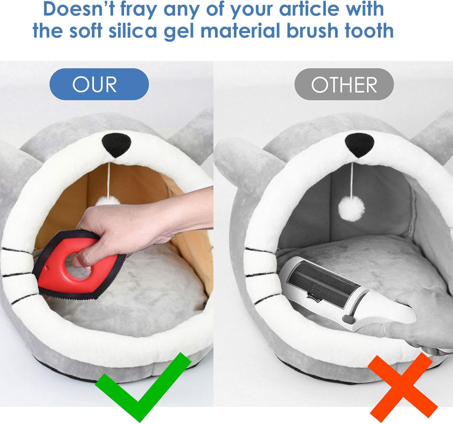 YARENKA Mini Pet Hair Remover for Couch/Car Detailering Dog Hair Remover Cat Hair Remover - Professional Hair Removal Tool Fur Removal Brush for Home Fabric, Furniture, Couch or Carpet (Red) : Pet Supplies