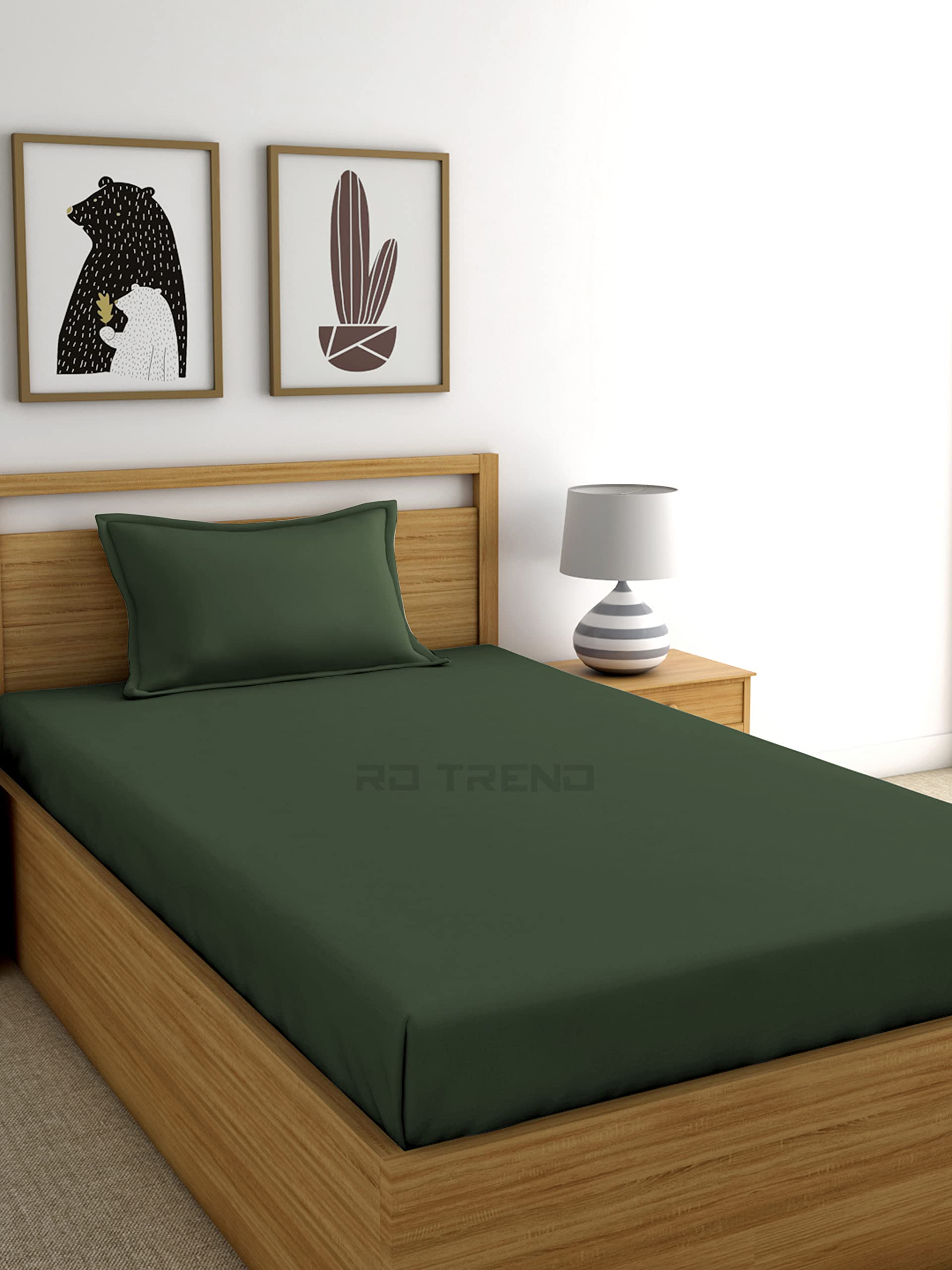 RD TREND Presents Luxurious Glace Cotton Super Soft 210 TC 360° Elastic Fitted Bedsheets Single Bed Size (72 x 48 x 8 Inch) with 1 Pillow Cover Size (28 x18), Color- Military Green, Solid (B0B15277PP) Amazon Price History, Amazon Price Tracker
