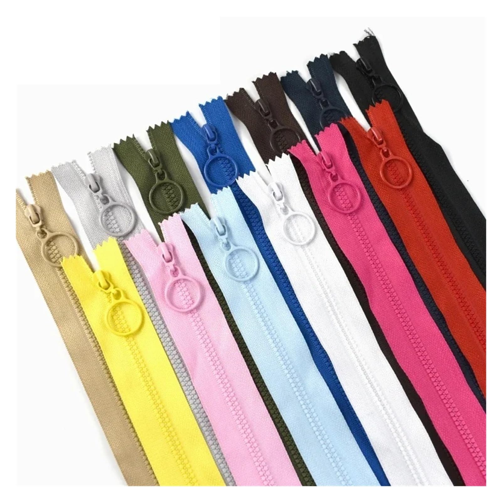 Aqxypas Cremalleras de resina 5/10/20 piezas, 25/60cm, 3#, cierre/cremallera extremo abierto for bolsas for ropa, tirador anillo, cremallera(Mix,20Pcs,OpenEnd-No3-60cm)