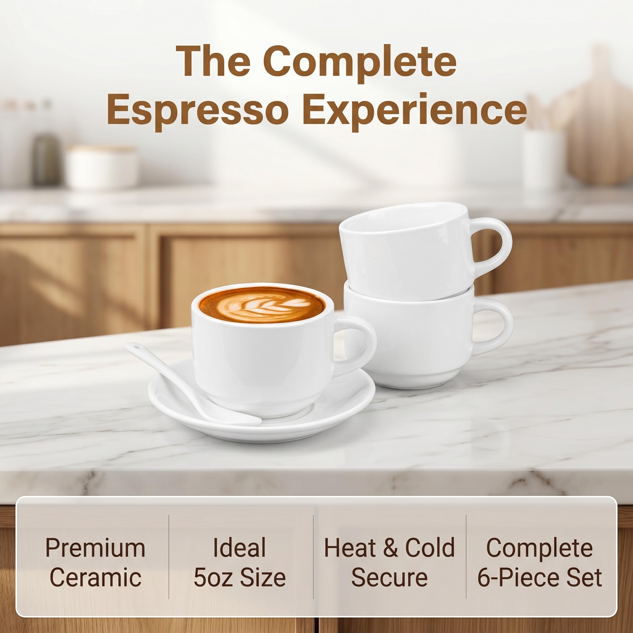 Amazon.com | Hedume 6 Pack 5 OZ Espresso Cups with Saucers and