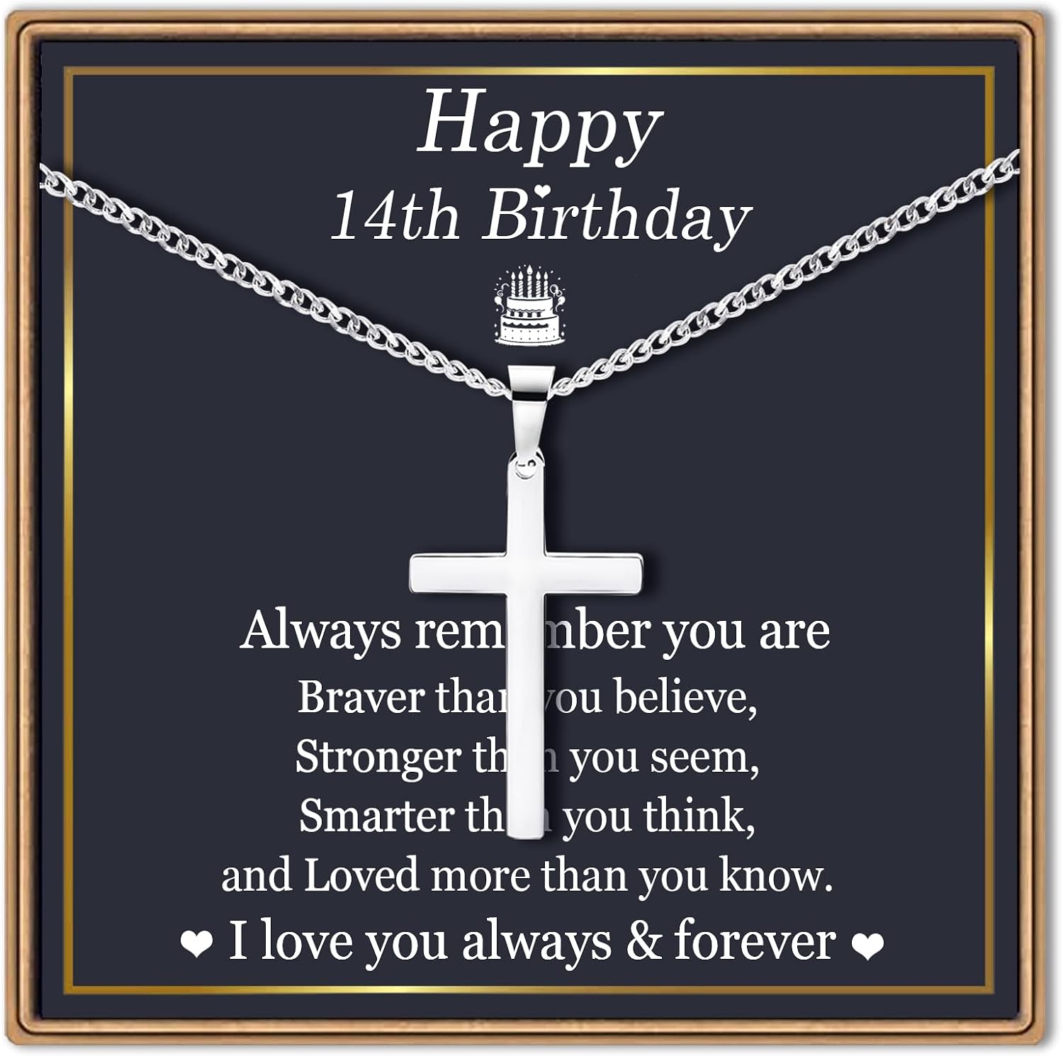 EPIRORA 10/11/12/13/14/15/16/17/18/19/20th 21st Birthday Gifts for Men Boys, Stainless Steel Chain Silver Cross Necklace Jewelry Presents for Son Grandson Nephew Brother