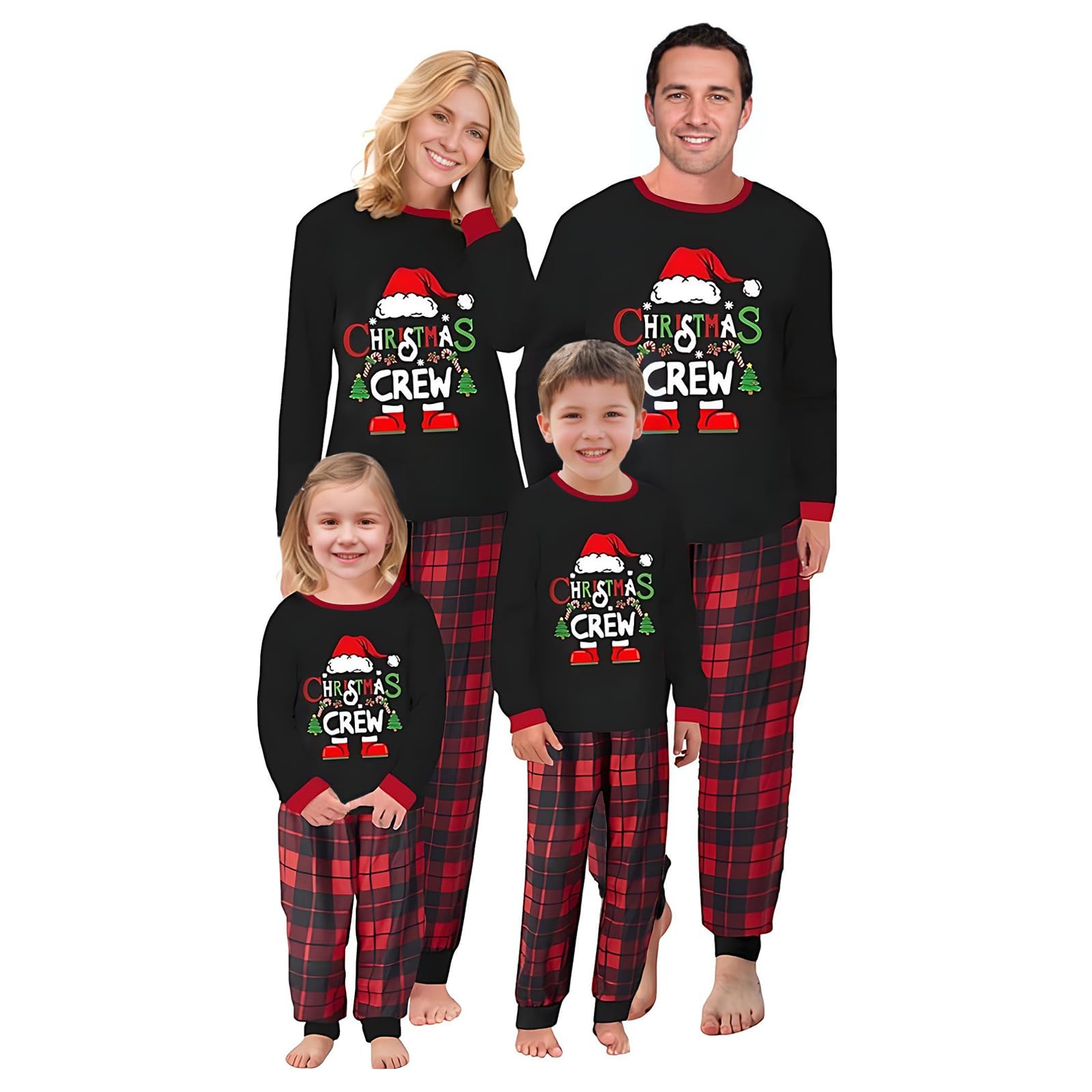 DOUUCO Weihnachts Familie Pyjama Set, Passendes Weihnachten Schlafanzug Paar Set, Weihnachts Langärmelige Hose Christmas Nachtwäsche Winter Geteilter Home Set Für Damen Herren Kinder