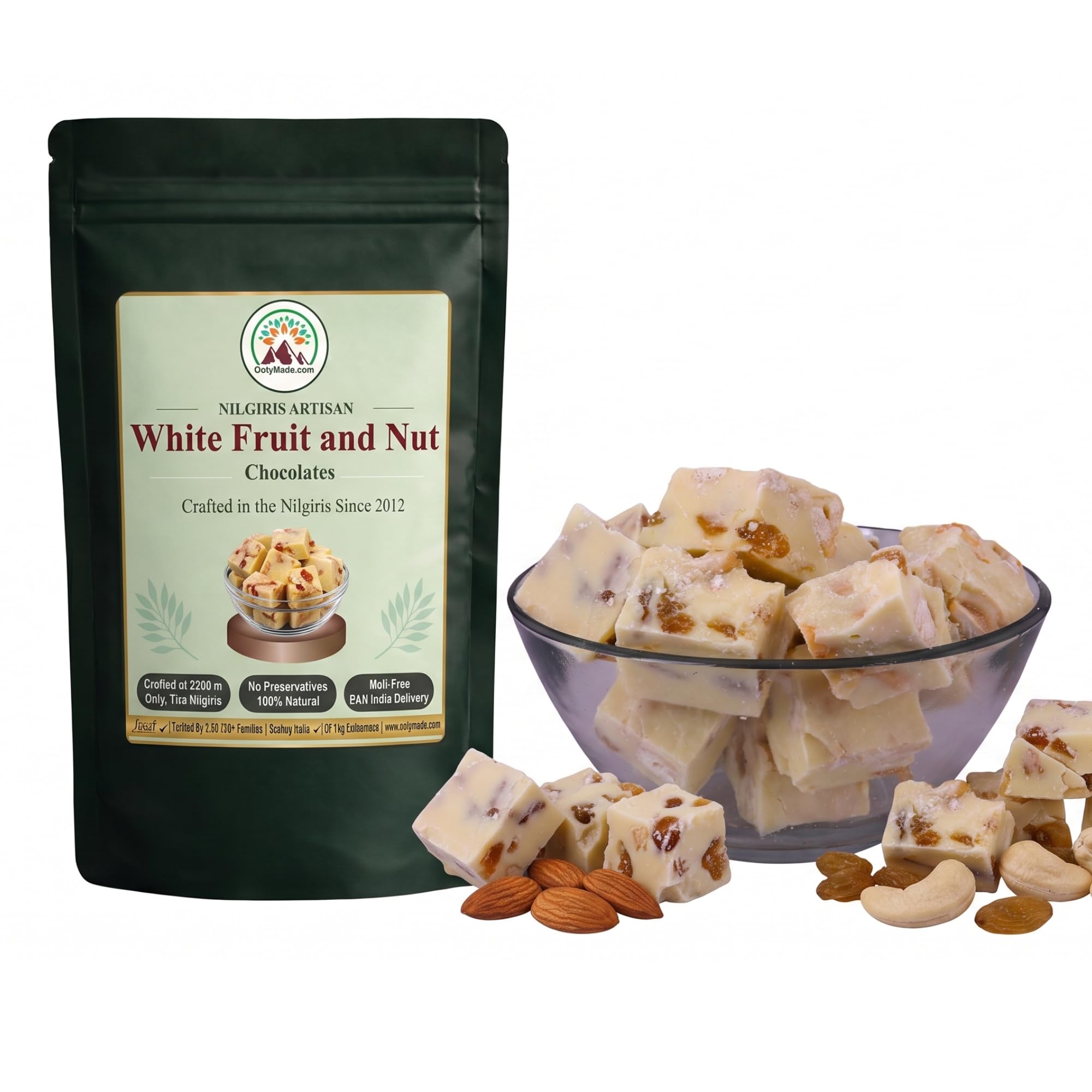 OotyMade.com Homemade White Fruit and Nut Chocolate - 500 Grams | Premium Assorted Nuts | Ideal for Gifting | Authentic Ooty Chocolates-image-35