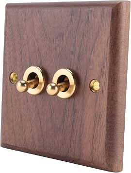 Retro American Industrial Style Light Switch Socket, Solid Wood Toggle Switch Plate, Antique Home Stay Switch(2)