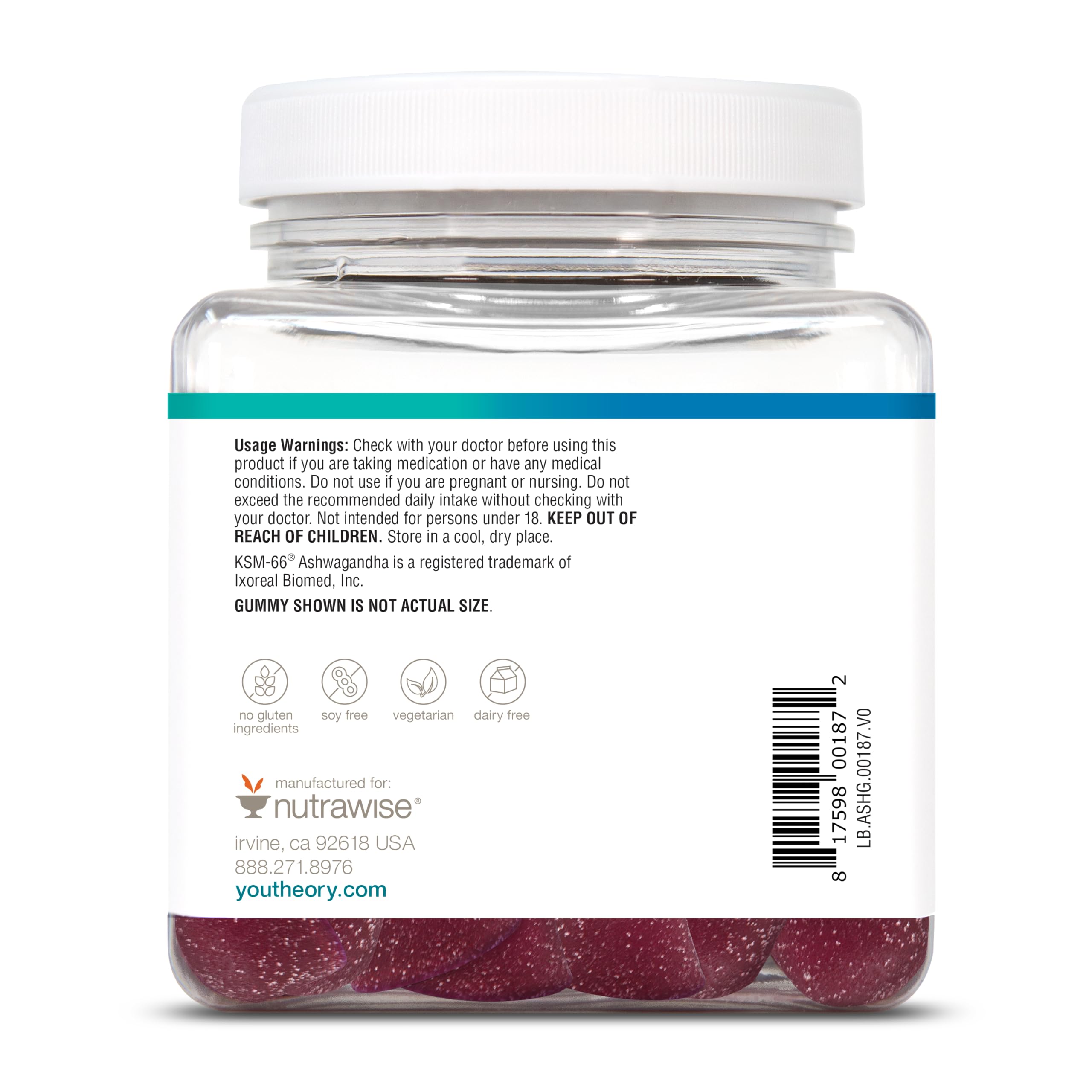 Youtheory Ashwagandha Gummy Made with Cane Sugar, Mixed Berry, 60 Gummies — Amazon image 7