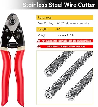 Hydraulic Crimping Tool with 9 Dies - Battery Cable Crimper Tool & Wire Rope Crimping Tool for 12 to 2/0 AWG, 1/16 1/8 3/16 Stainless Steel Cable Railing Tool