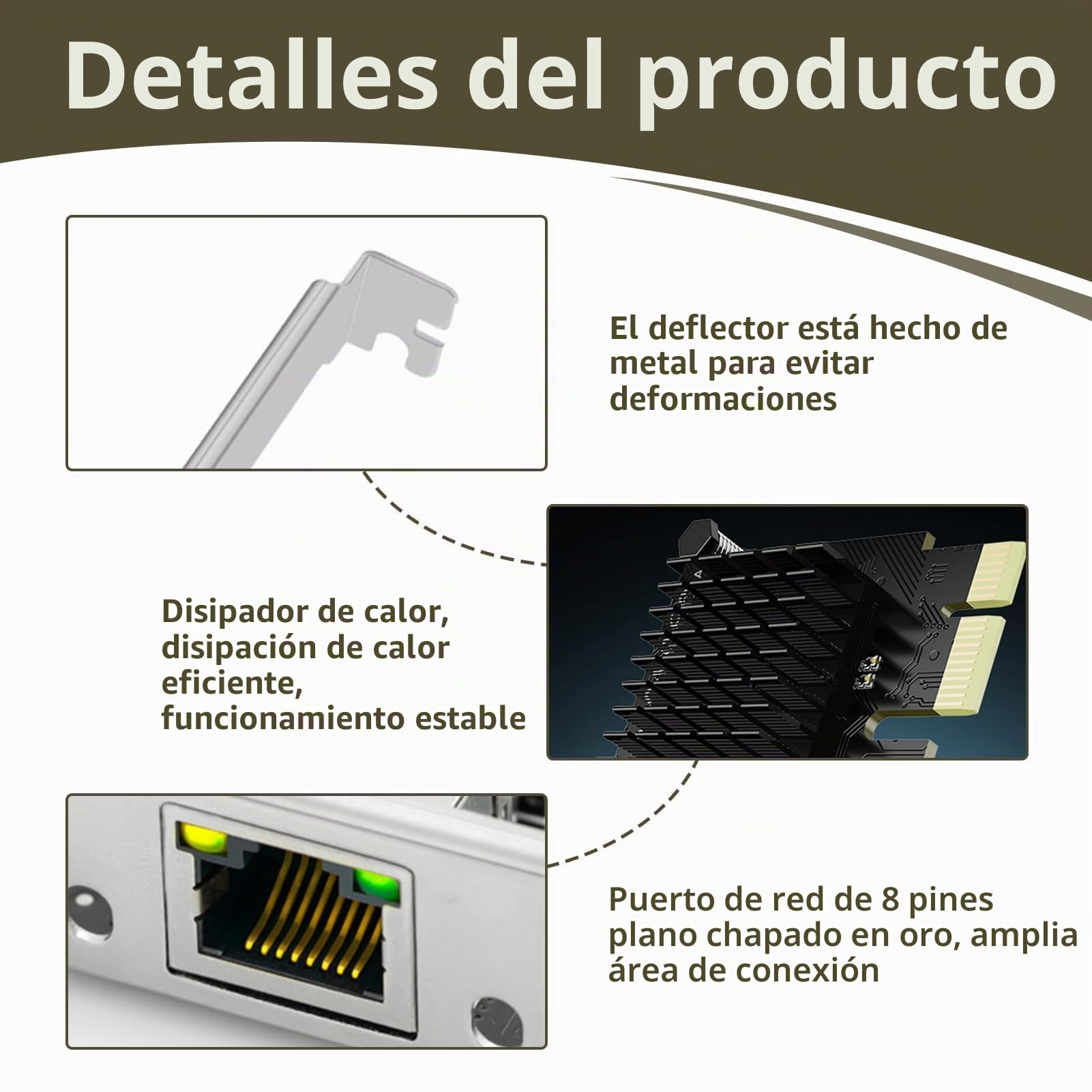 Tarjeta de Red PCIe Gigabit Ethernet, Adaptador de Red PCI Express RTL8111H, 10/100/1000 Mbps, Puerto RJ45, Compatible con Windows 10/8/7, Ideal para PC y Servidores, Conexión Estable, Alta Velocidad