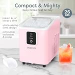 Igloo Self-Cleaning Machine à glaçons de comptoir - Compact et portable - Crée 26 Lbs. Par jour, 8 Pièces prêtes toutes les 7-8 minutes - Comprend la glace et le panier - rose