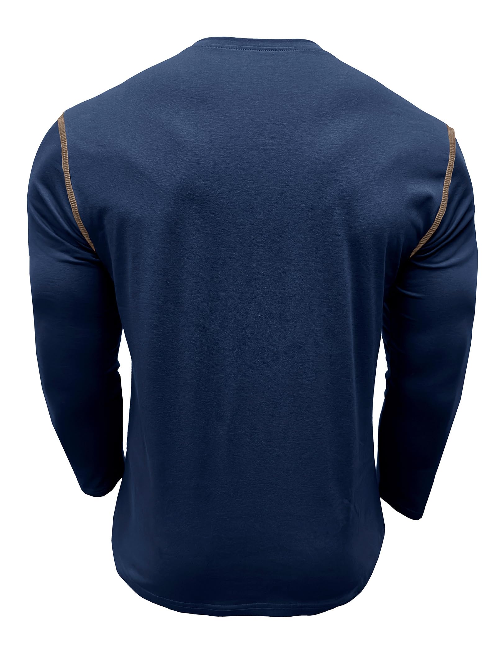 T Shirt Manche Longue Homme Tee-Shirt Coton Henley T-Shirts Casual Boutonné Tshirt Regular Fit