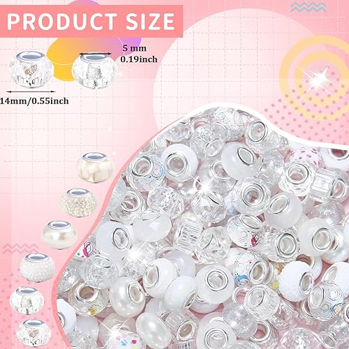 Vista 51 de Cuentas de agujero grande negro europeo para bolígrafos, 100 piezas surtidas de agujeros grandes de hadas, varita de jardín, cuentas espaciadoras