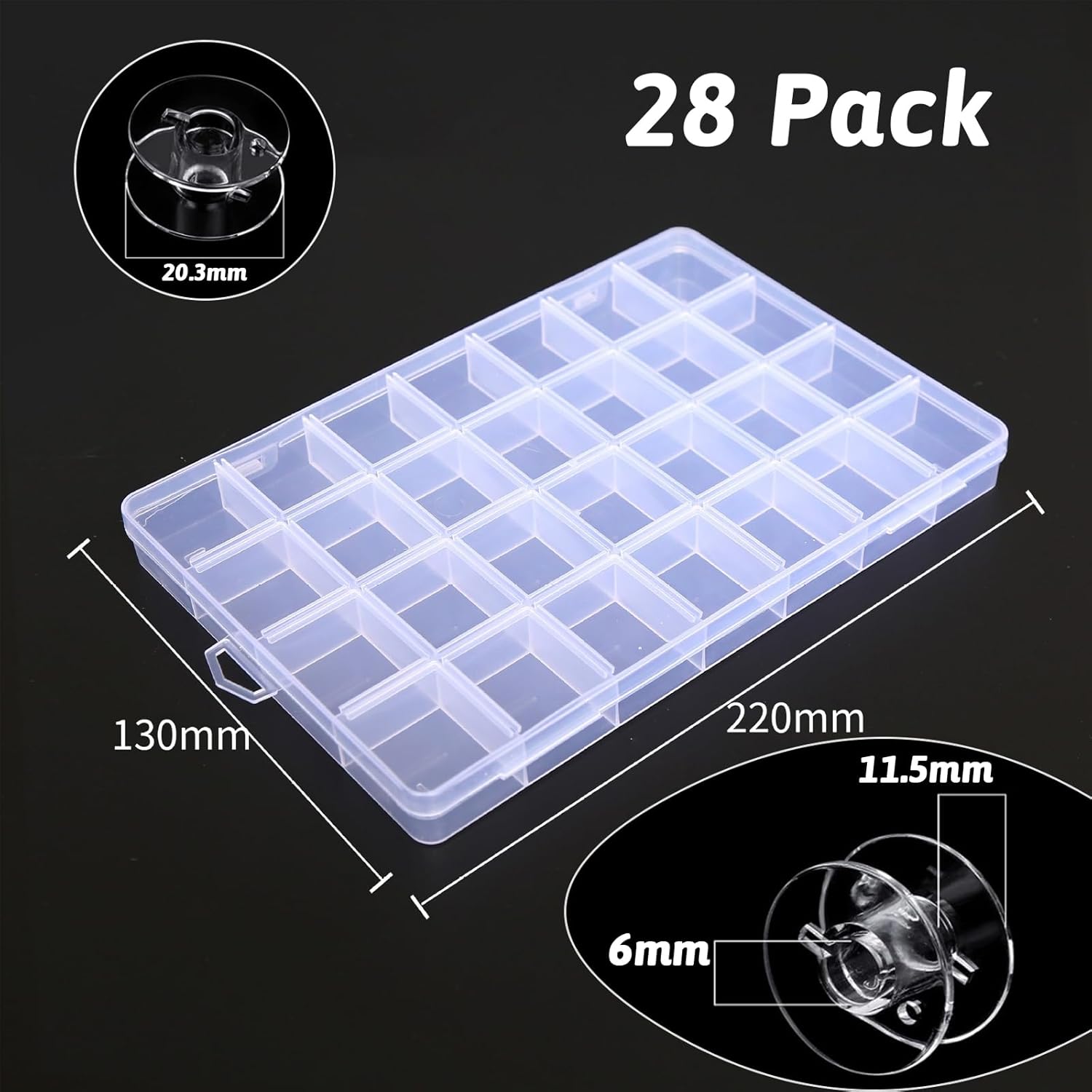 Pack of 28 Sewing Machine Bobbins with Bobbin Box, Bobbins Sewing Machine Plastic for Common / Spool Sewing Machine Babylock Janome Kenmore Juki