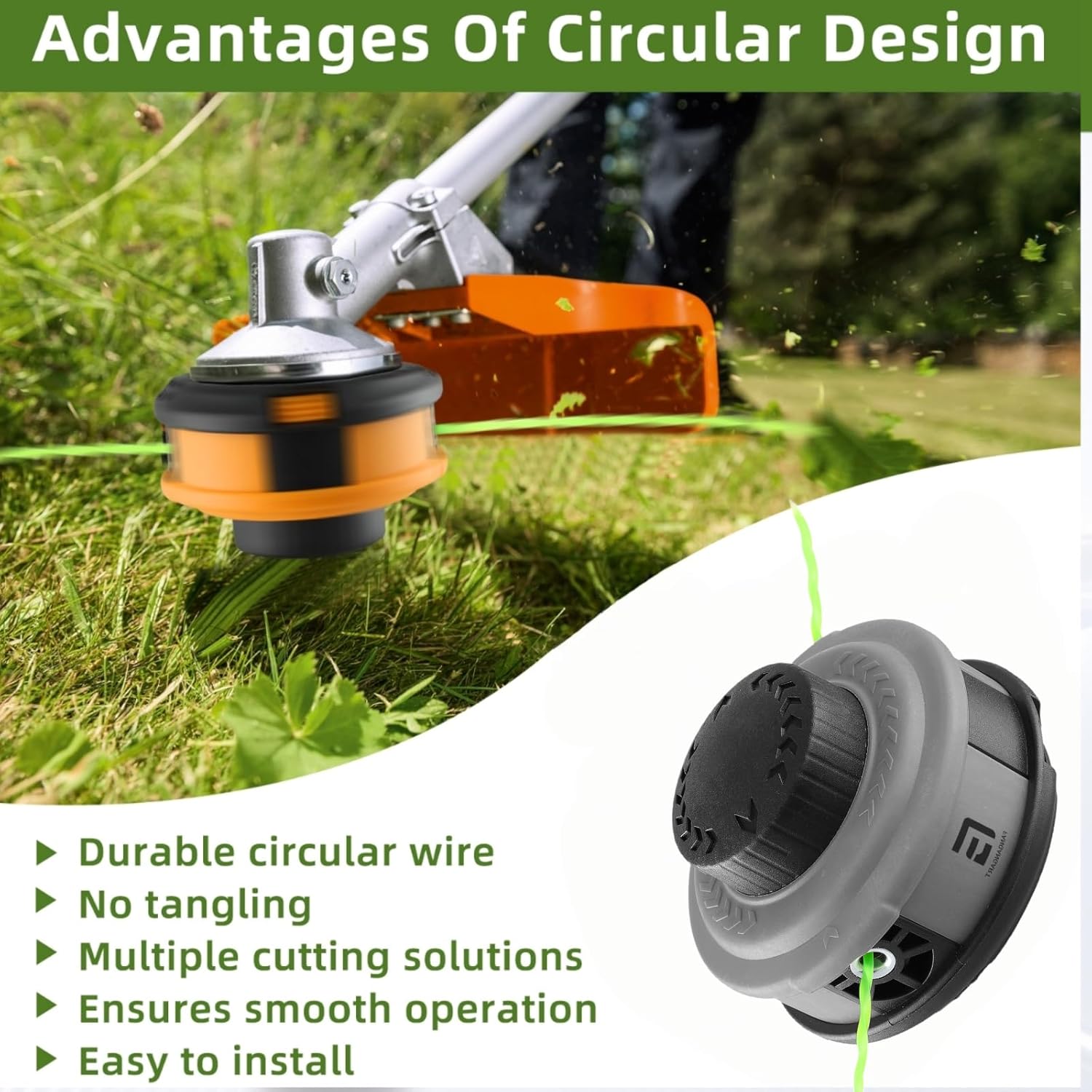 Trimmer Head,Weedeater Heads,String Trimmer Head Replacement For Echo,Ego,Stihl,Ryobi, Bump-Feed,Durability And Tangle-Free,Left-Hand Thread Shafts(Counter-Clockwise)Only,(Grey+13PCS hardware kit)