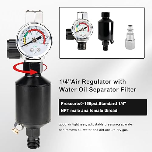 Miniatura 3 de HVLP - Kits de pistola de pulverización con boquillas de 1.4/1.7/0.098 in y regulador de compresor de aire, 2 juegos de pistolas de pintura