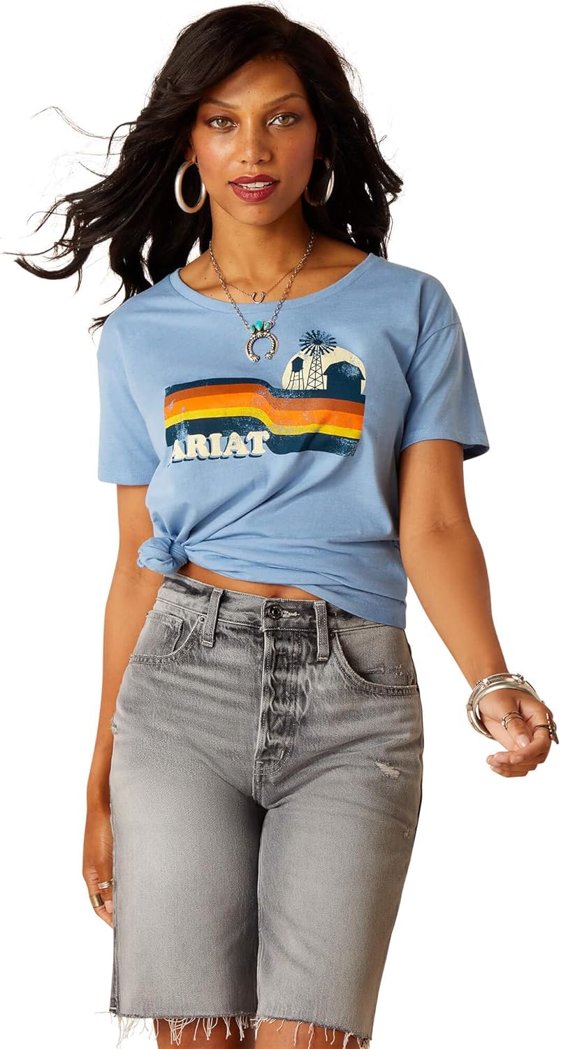 Ariat 10051442 Acres T-Shirt in Light Blue Heather