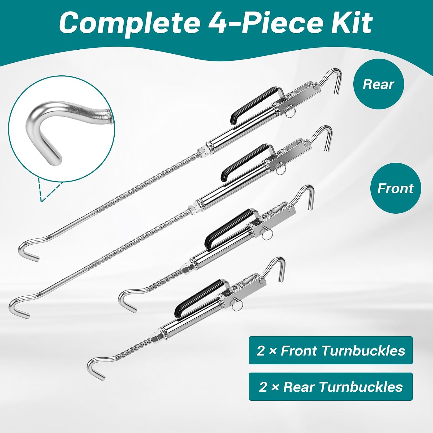 Heavy Duty Truck Camper Tie Downs Turnbuckles, Premium Turnbuckle Tie Down Set for Slide-in Camper, Designed for Truck Camper Tie Downs