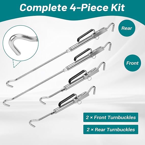 Heavy Duty Truck Camper Tie Downs Turnbuckles, Premium Turnbuckle Tie Down Set for Slide-in Camper, Designed for Truck Camper Tie Downs
