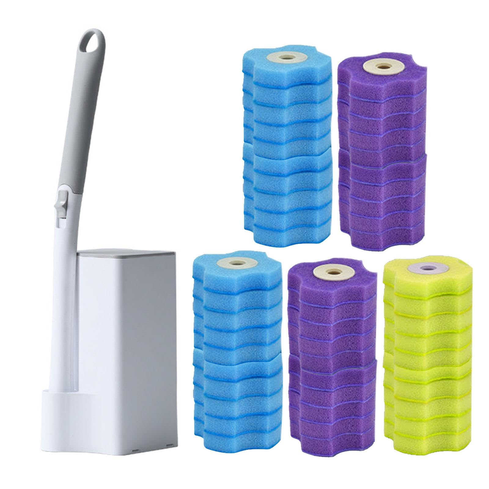 Amagogo WC-Bürsten- und Halter-Set, Reinigungsset für die Toilette mit 50 Ersatzköpfen für Badezimmer