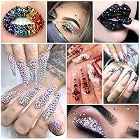 Vista 5 de 2050 diamantes de imitación de cristal con parte trasera plana para uñas, manualidades, cristales transparentes con purpurina, gemas redondas