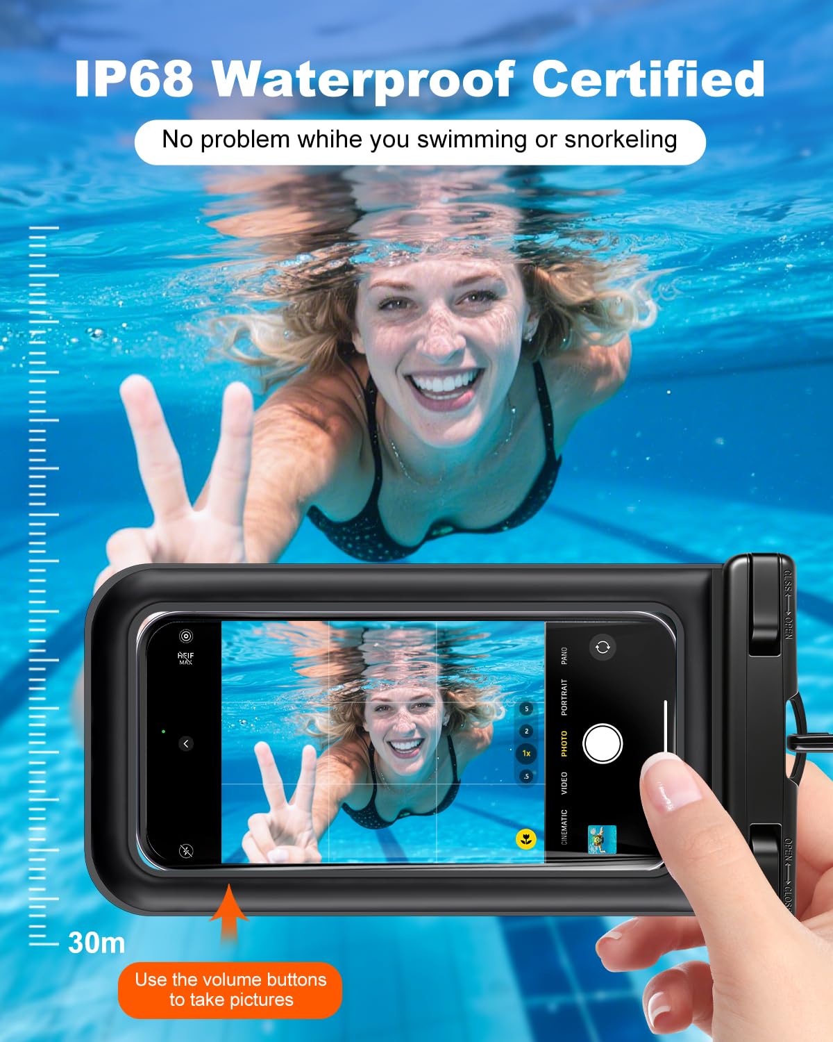 Schwimmende wasserdichte Handytasche, 2 Stück, IP68 wasserdichte Handyhülle mit Umhängeband für Handys bis zu 17,8 cm, für iPhone 17, 16 Pro Max, Handy-Trockentasche für Strand, Pool, Kajak