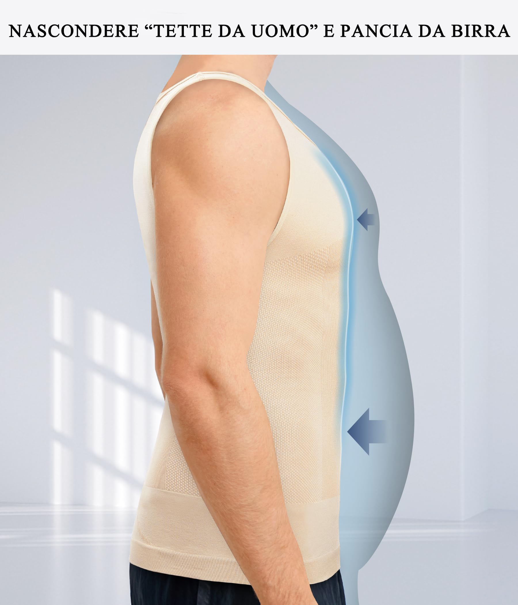 Canotta Dimagrante Uomo T Shirt Modellante Canotta Contenitiva Snellente Shapewear Maglietta Compressione Canottiera Sportiva Fitness