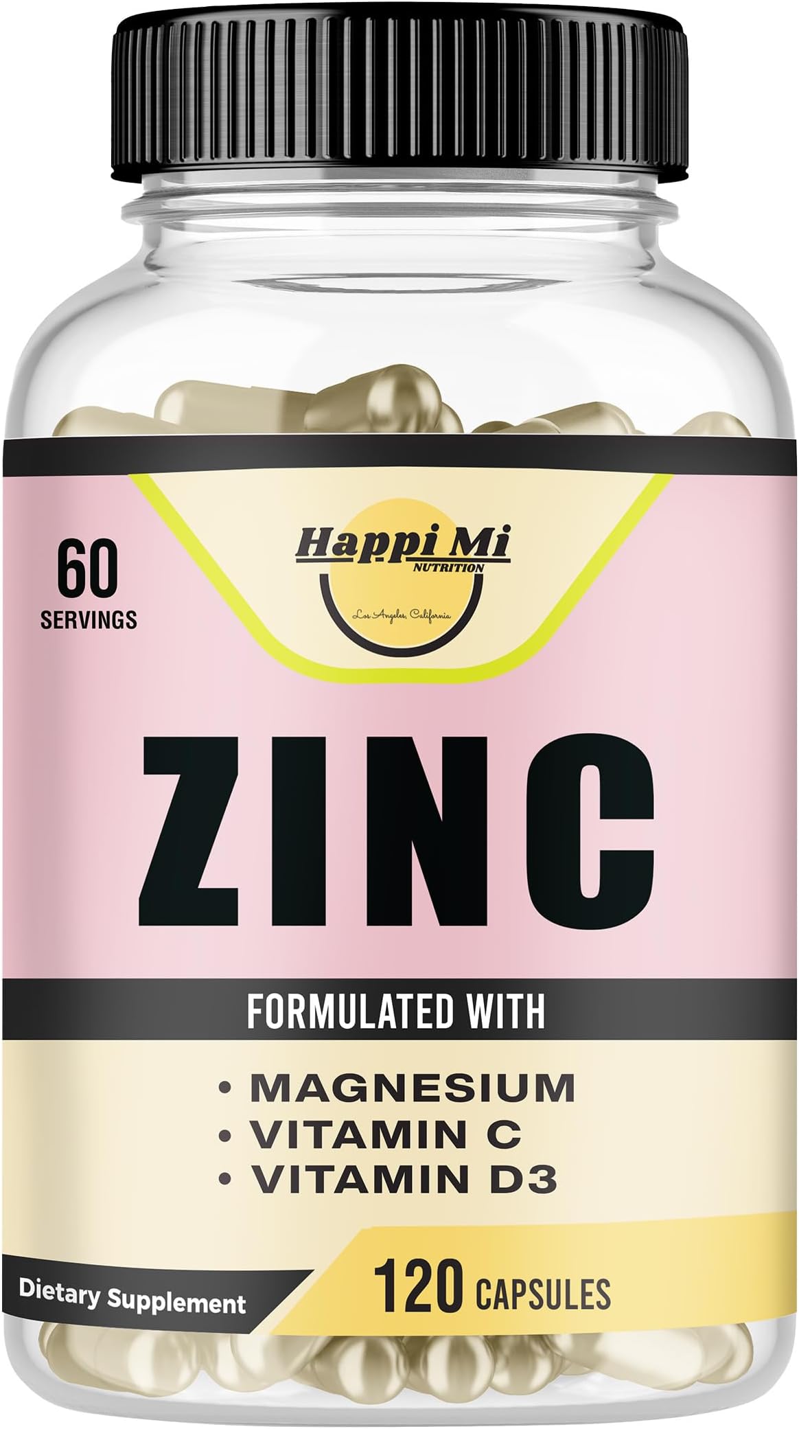Zinc, Zinc 100mg, Magnesium Glycinate 150mg, Vitamin D3 5000 IU, Vitamin C 500mg Per Serving, Immune Support, Zinc Capsules, Zinc Magnesium, Vitamin C with Elemental Zinc, zinc Supplement