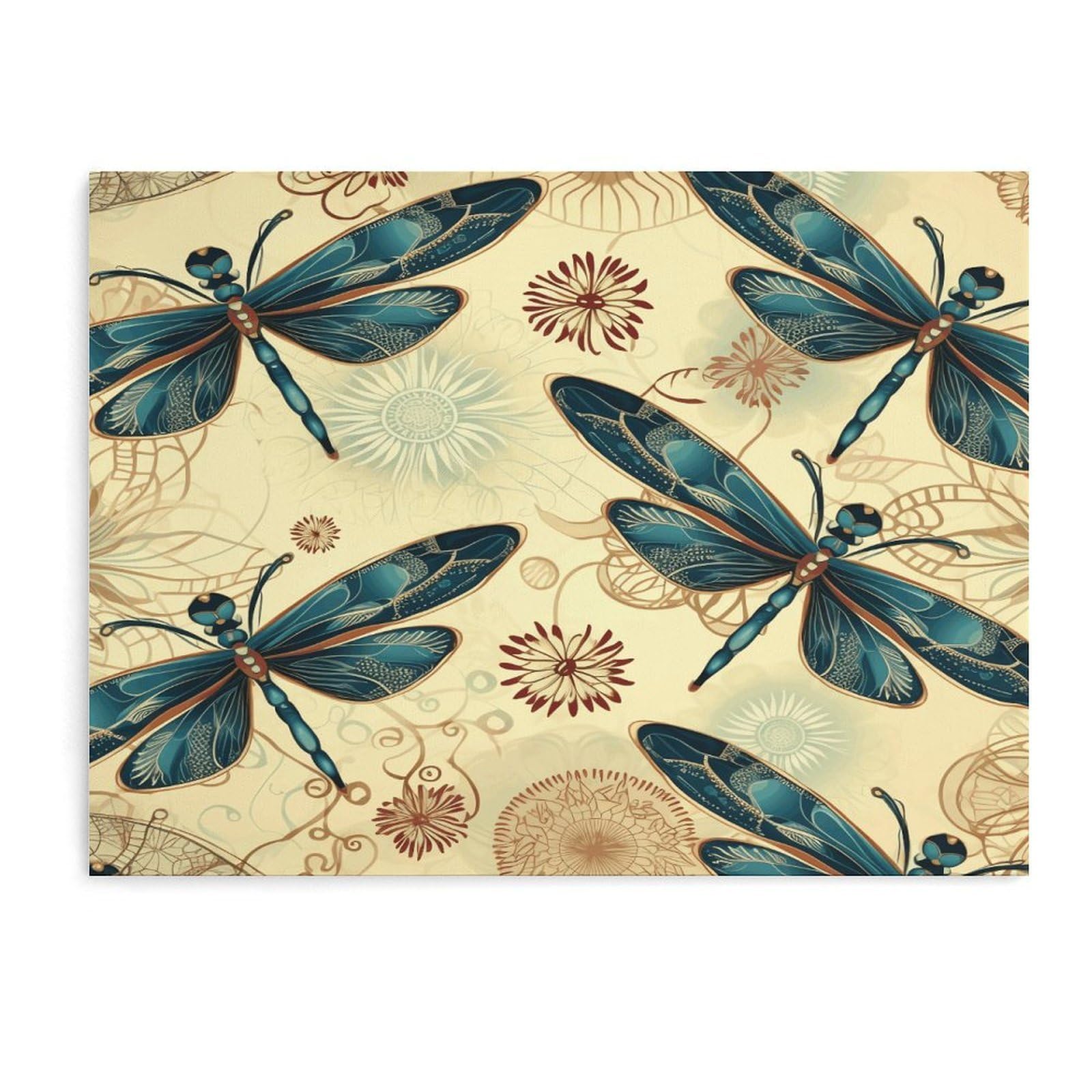 Fodpand Unframe-Style Dragonfly1 Bathroom Wall Art Canvas Prints, Artwork For Walls For Living Room Hallway Stair Office Wall Decor, Pictures Home Decor 15.7X11.8 Inch