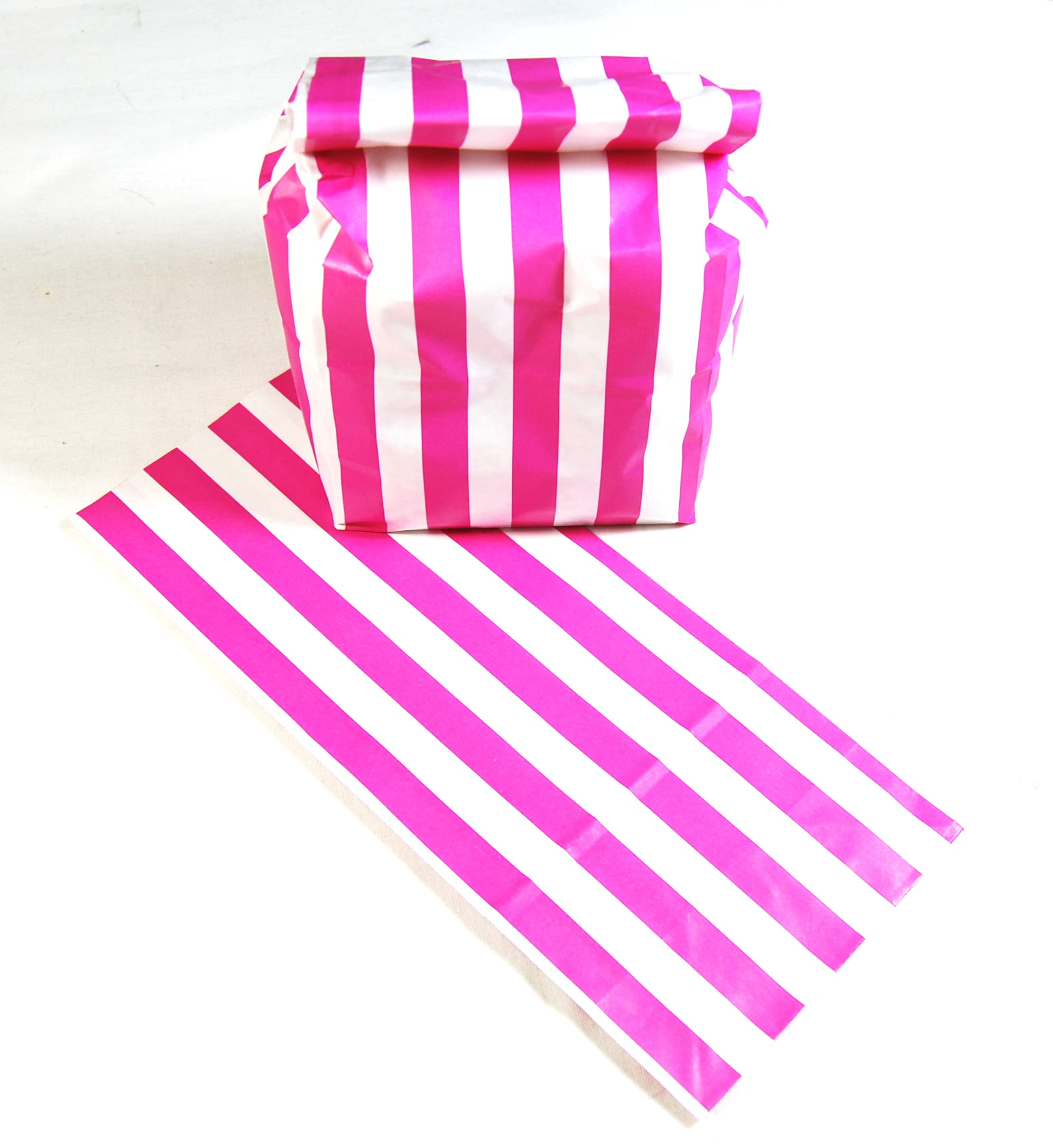 celloexpress 11cm x 24cm Paper Stripe Design Pick N Mix Candy Sweet Bags - Wedding Favour Cake Party Bags (Pink Stripes, Pack of 500)