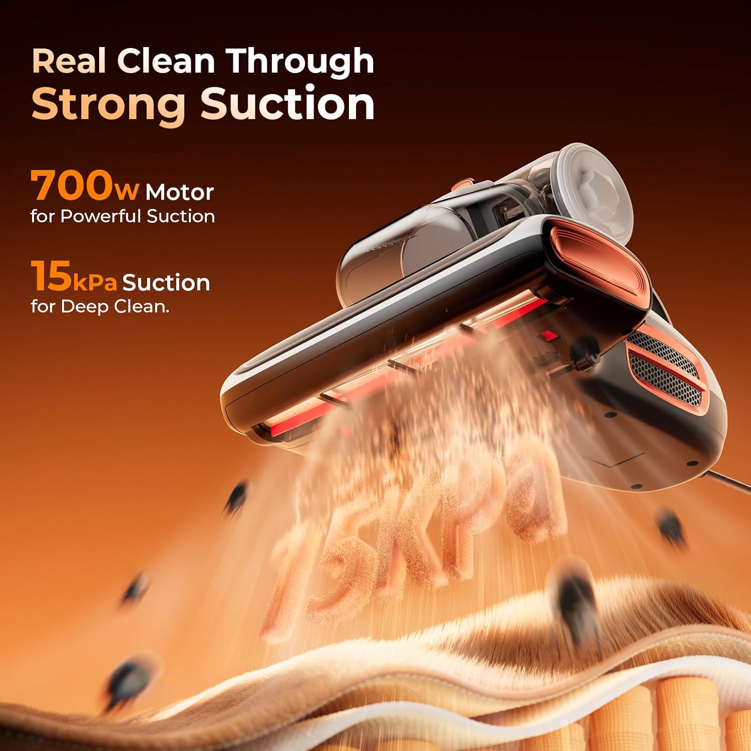 jigoo t600 mattress vacuum cleaner with uv-c light, 15kpa suction 700w powerful double-cup handheld vacuums, bed cleaner with smart dust sensor, ultrasonic, heating tech, mif filter t600 white bed vacuum corded