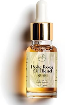 Organic Poke Root Oil with Castor Oil & Vanilla for Cysts, Boils, Fibroids, Swollen Lymph Nodes, Breast & Joint - Vegan Lymphatic Support Massage Oil - Handmade in The USA