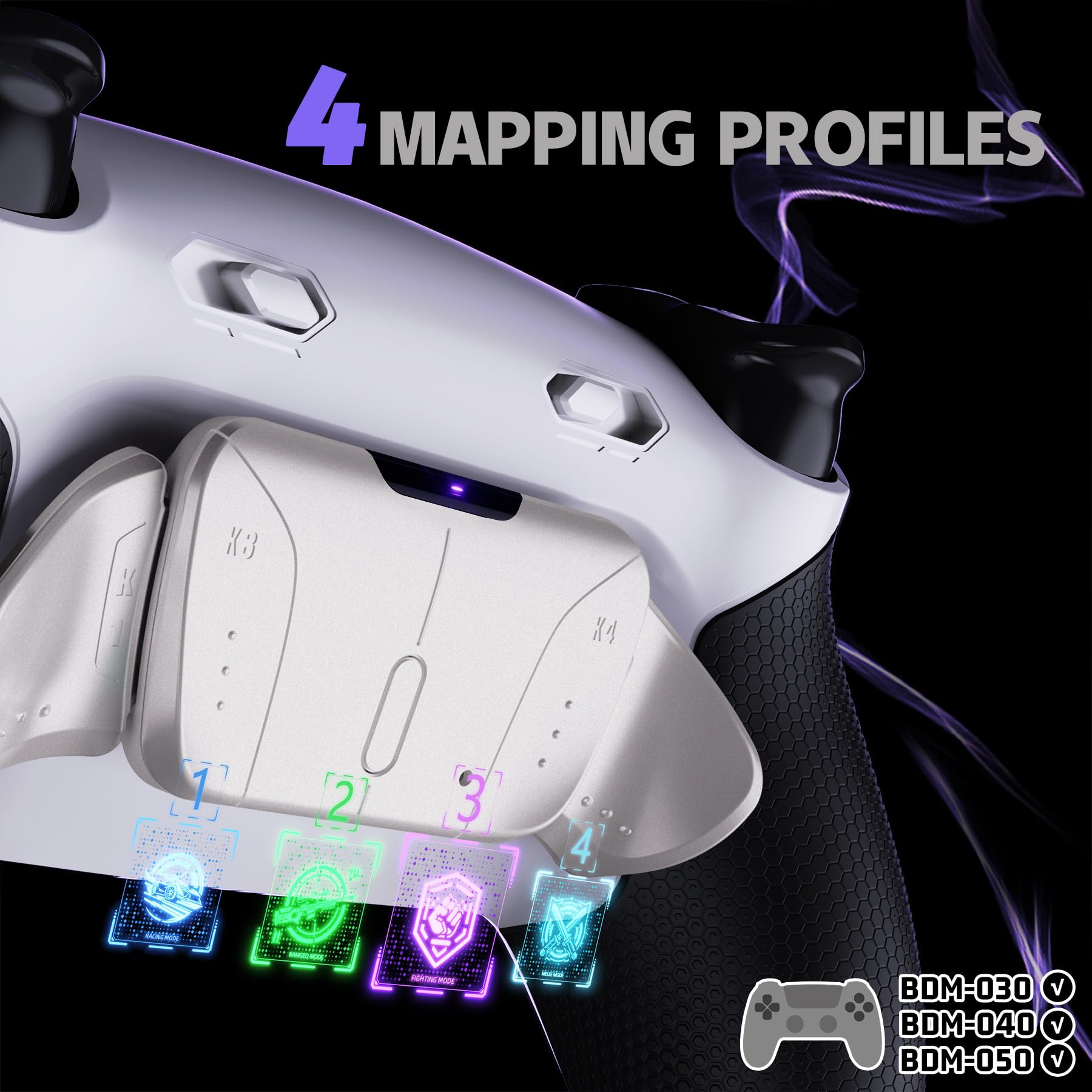 eXtremeRate RISE4 Plus MAX RMB Tasti Aggiuntivi per ps5 Controller BDM-030/040/050,Palette Posteriori Metallo Clicky Trigger Stop Back Button per ps5 Joystick-Senza Controller-Bianco Nero