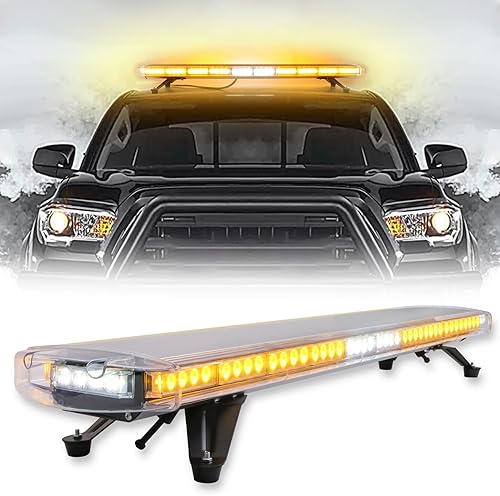 Miniatura 9 de CUMART - Barra de luz estroboscópica de advertencia de emergencia de alta intensidad de 47 pulgadas, color amarillo ámbar, de bajo perfil, para