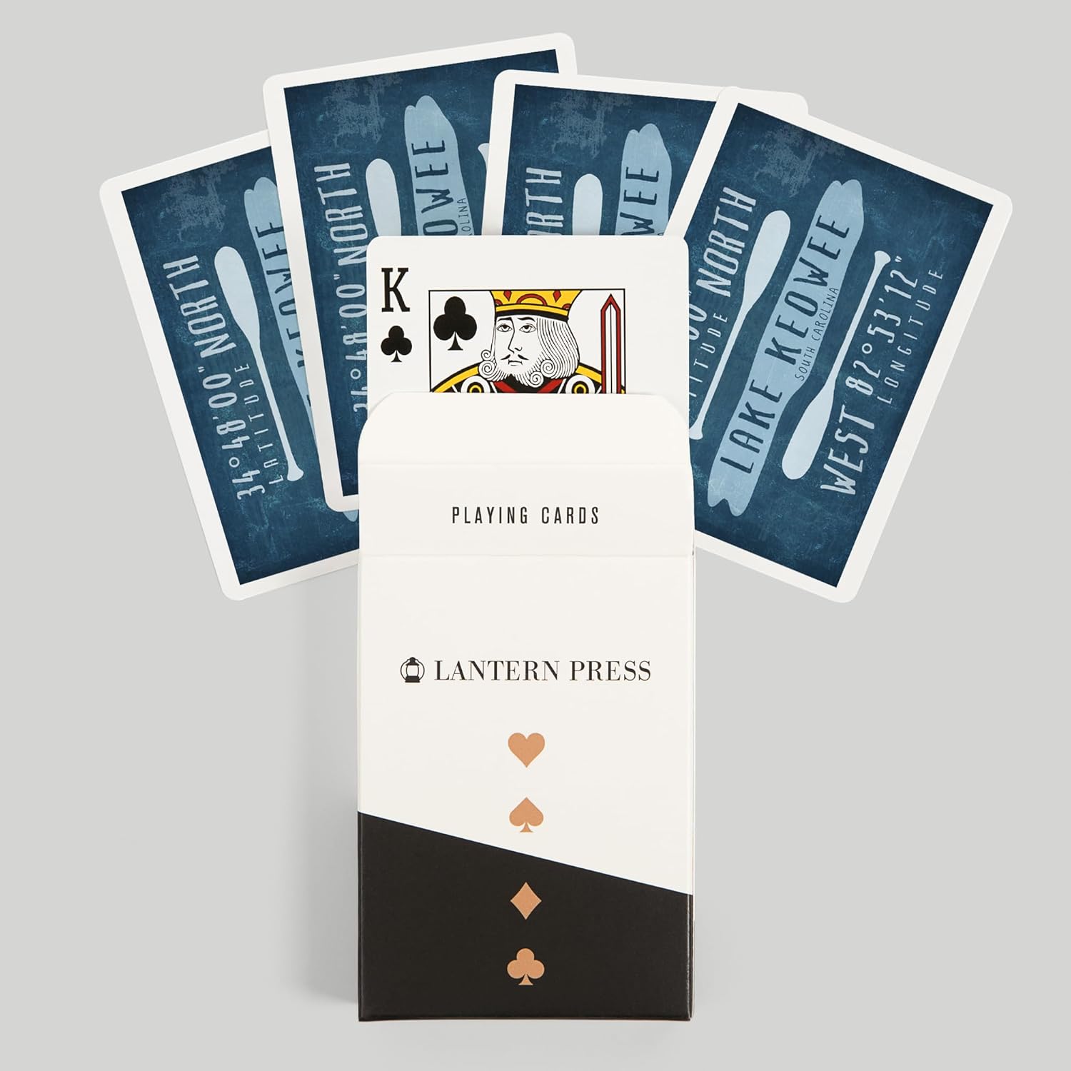 Lantern Press Lake Keowee, South Carolina, Lake Essentials, Latitude and Longitude, 52 Playing Cards for Adults, Poker Size Card Deck