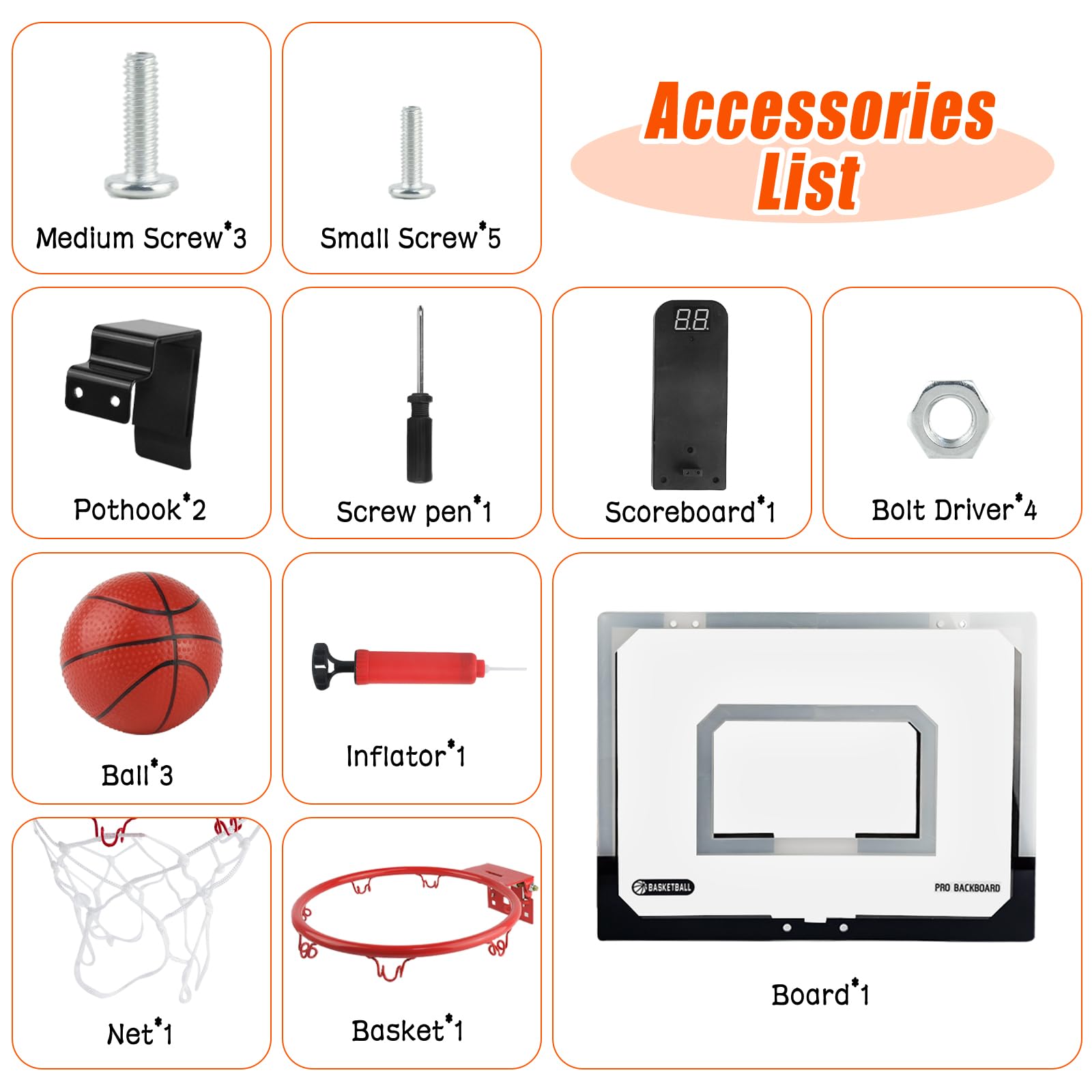 Mini Basketball Innenrahmen mit elektronischem Score Board 40x30 cm Backboard Wandbefestigung Sport Spiel Geschenkbox