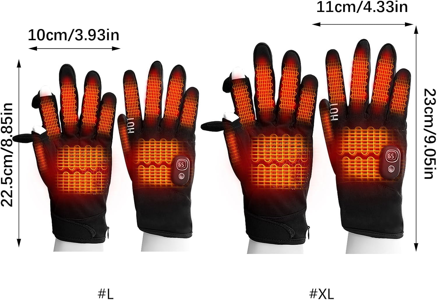 Rechargeable Heated Gloves for Men Women, 5 Heat Levels 3000mAh Battery, Windproof Thermal for Skiing Cycling Heated Touchscreens