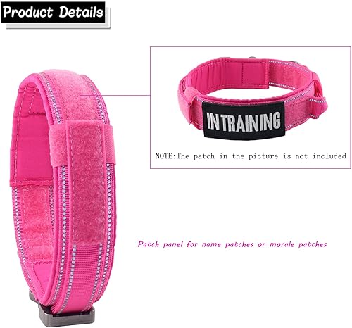 Miniatura 3 de Collar táctico para perro con hebilla de metal resistente y asa de control para entrenamiento de perros medianos y grandes (rosa, grande)