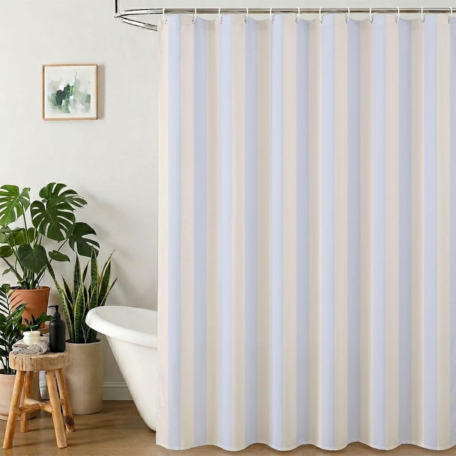 Rideau de Douche 240x180 cm - Tissu Polyester Imperméable Anti-Moisissure - 12 Anneaux Inclus - Ourlet Lesté pour Stabilité - Lavable en Machine - Idéal de Baignoire et Douche - Violet & Bande Y1#507